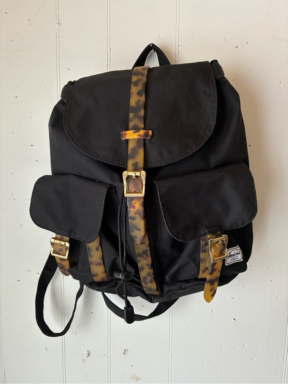 Herschel Supply Company Black Backpack with Tortoiseshell-Style Straps